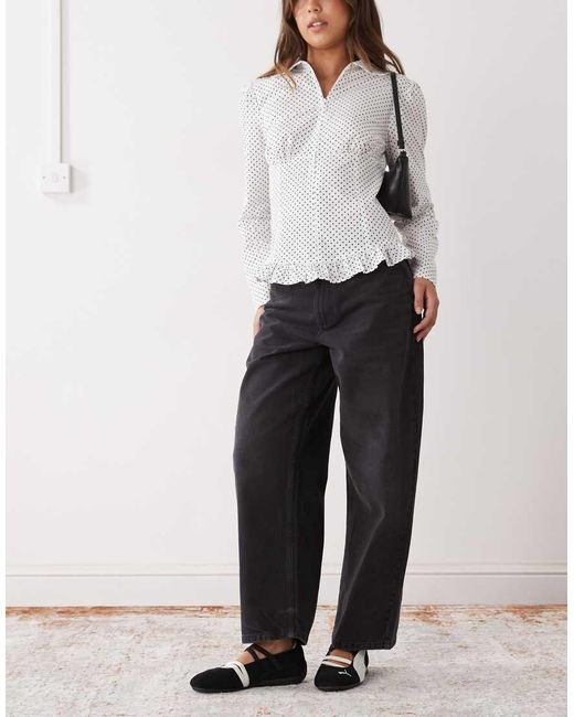 Collusion Gray Zip Through Fitted Shirt