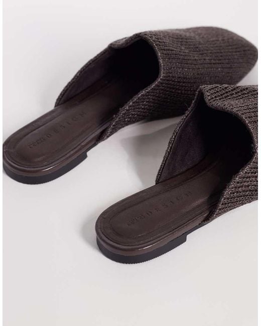 ASOS Brown Mimic Raffia Flat Mules