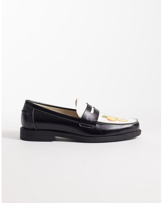 ASOS Multicolor Two Tone Penny Loafers With Lemon Graphic for men