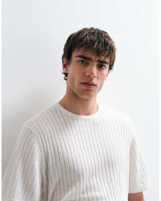 ASOS COLLECTIVE Gray Relaxed Linen Rich T-shirt for men