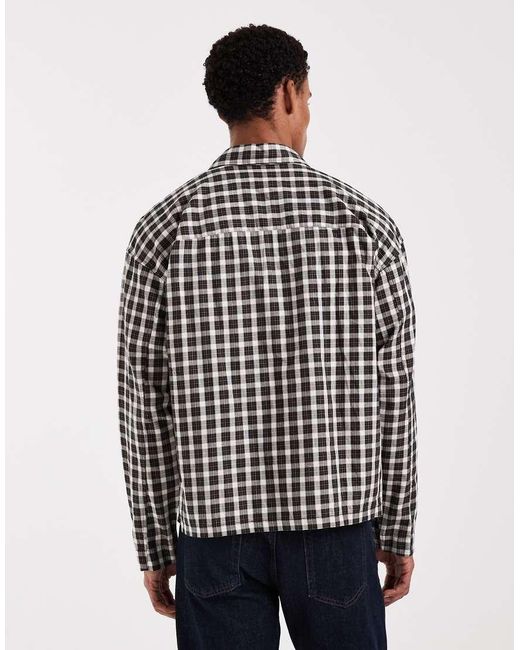 Jack & Jones Gray Cropped Boxy Shirt for men