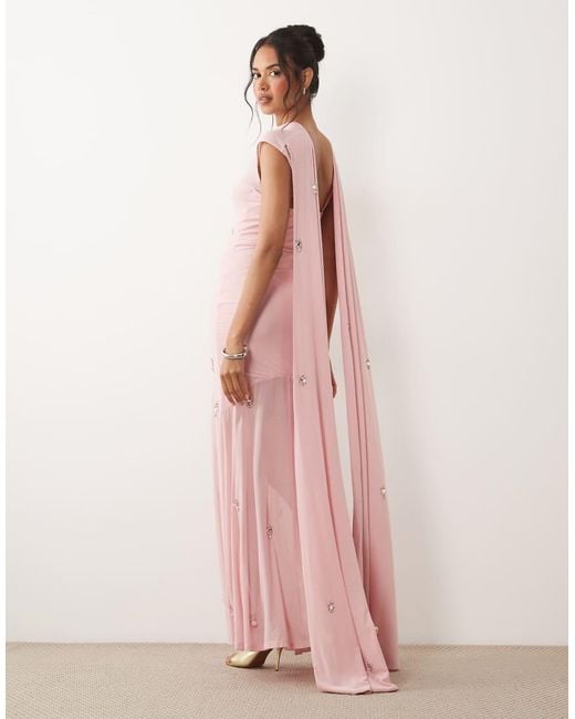ASOS Pink Maxi Dress With All Over Scattered Embellishment