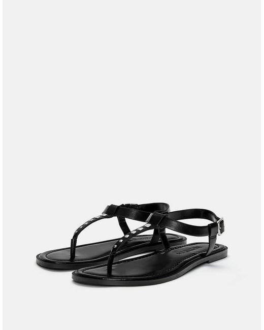 Pull&Bear Black Embellished Flat Sandals