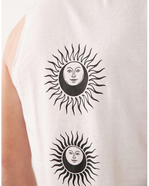 Jack & Jones Natural Oversized Vest With Sun Back Print for men