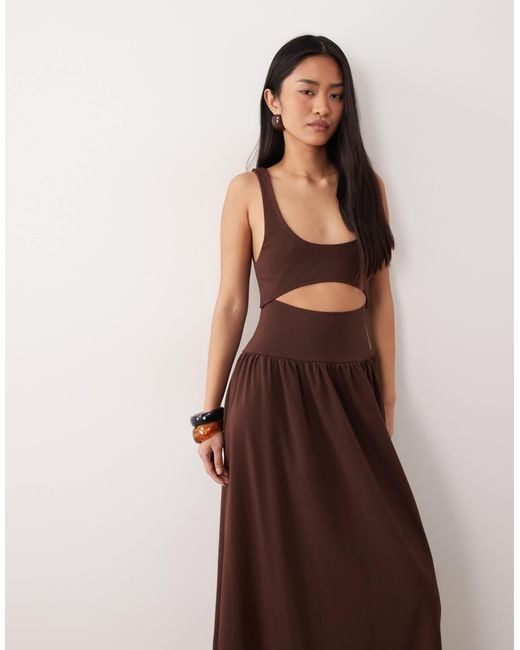 ASOS Brown Cut Out Detail Maxi Dress