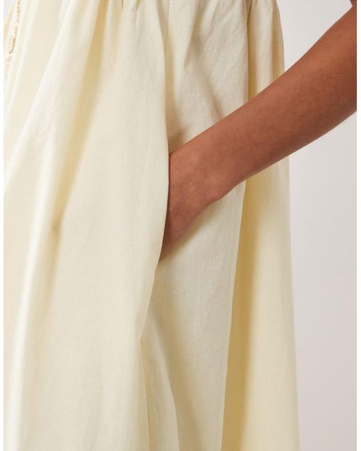 BRONZE SNAKE Natural Marianne Contrast Smock Strap Maxi Dress