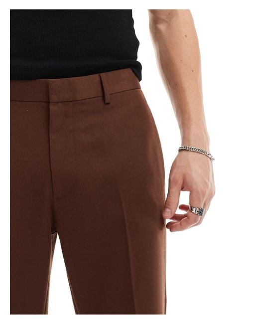 Pantaloni a zampa eleganti marroni di ASOS in Brown da Uomo