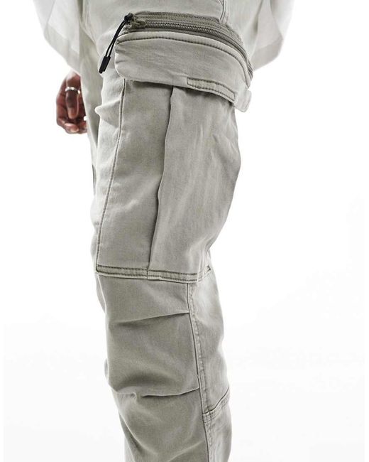 Pull&Bear White Soft Cargo Joggers for men