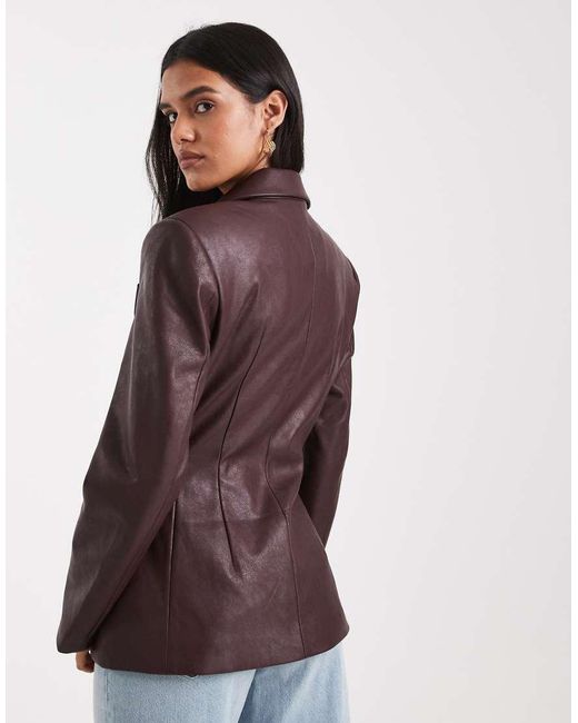 ASOS Brown Tailored Faux Leather Blazer