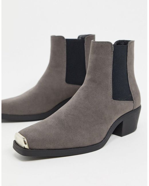 Botines chelsea es estilo western ASOS de hombre de color Gris | Lyst