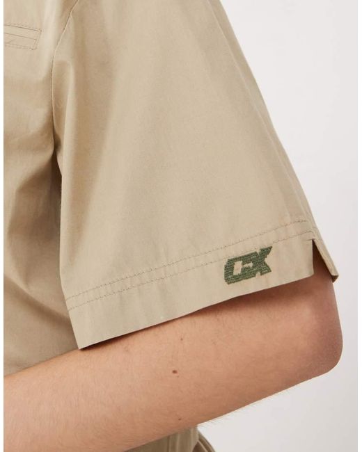 Collusion Natural Hooded Zip Front Shirt