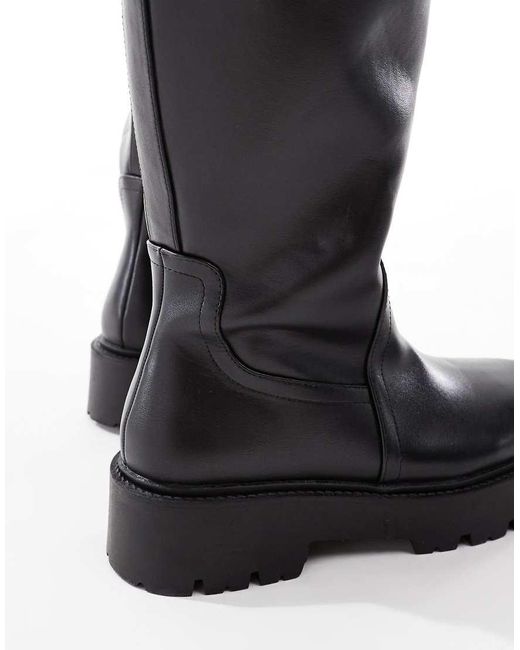 ASOS Black Curve Carmen Chunky Flat Knee Boots