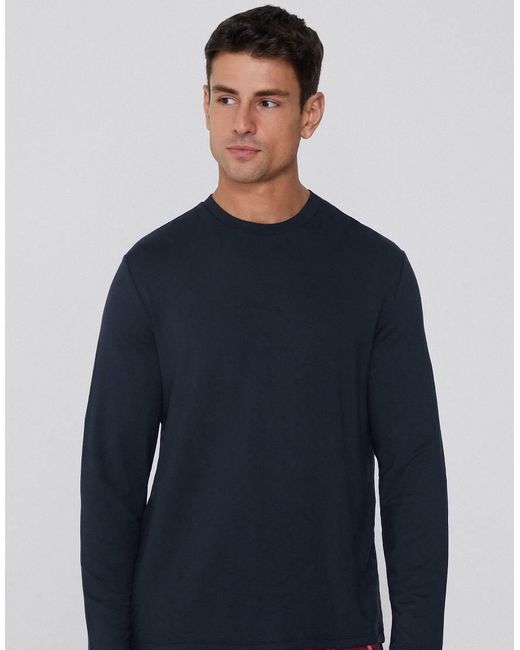 Tezenis Blue Long-Sleeved Plush Viscose Top for men