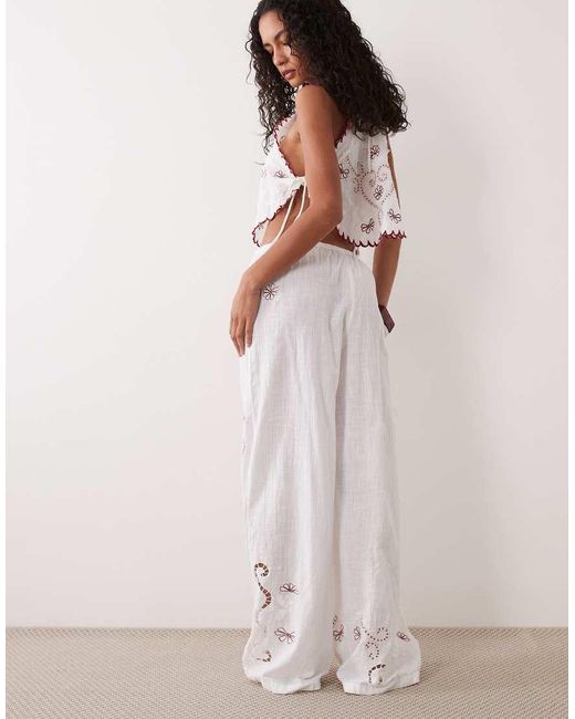 ASOS Pink Nienna Beach Embroidered Trouser