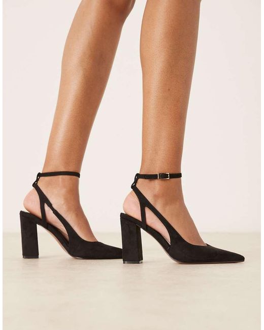 ASOS Brown Wide Fit Paisley High Block Heel Shoes