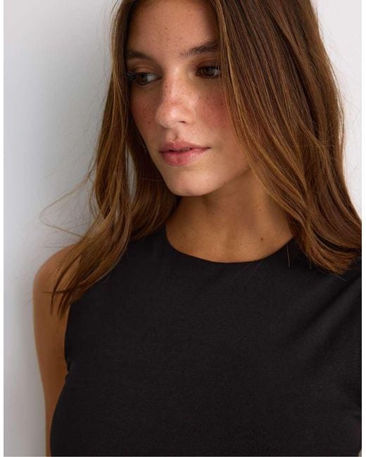 Stradivarius Black Basic Sleeveless T-Shirt