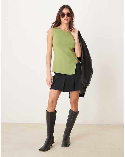 Top Oliva Asimétrico Sin Mangas De Punto De Abercrombie & Fitch de color Green