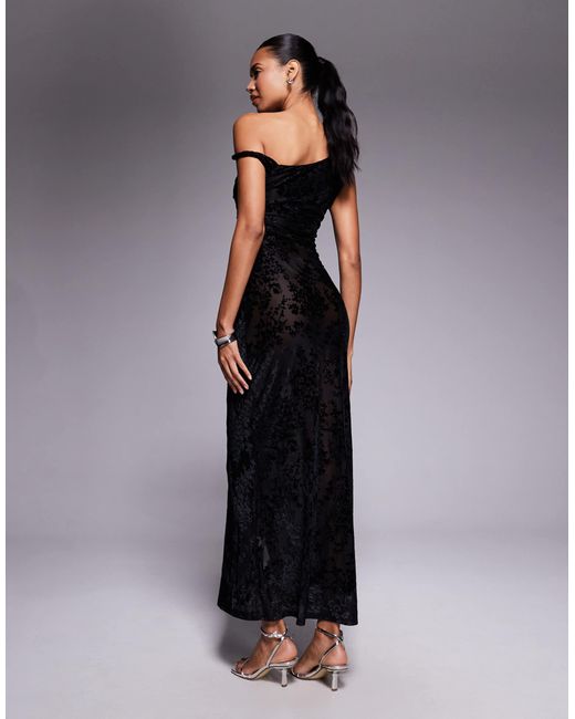 Exclusivité - - robe longue en dévoré à épaules dénudées et bretelle torsadée Kaiia en coloris Blue