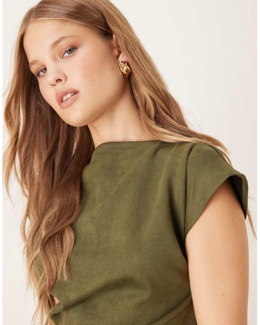 ASOS Natural Suede Drape Mini Dress