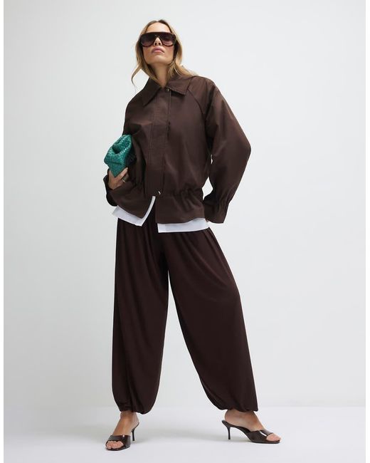 River Island Brown Drop Hem Drawstring Jacket