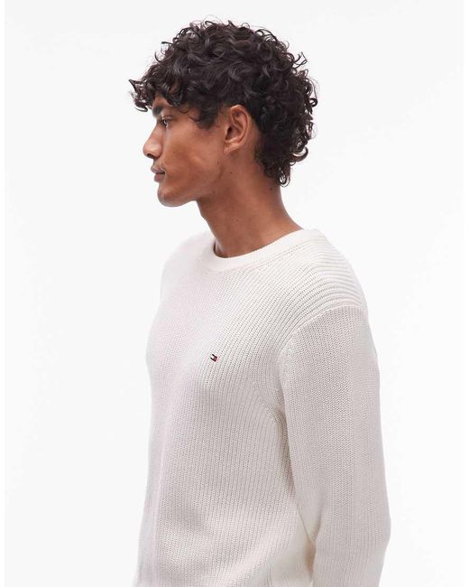 Tommy Hilfiger White Tipped Crew Neck Sweater for men