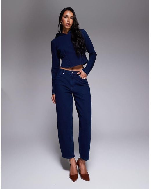 GOOD AMERICAN Blue Jeanius Corset Hoodie