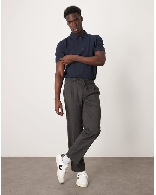 Polo en tissu crêpe à col zippé SELECTED pour homme en coloris Blue