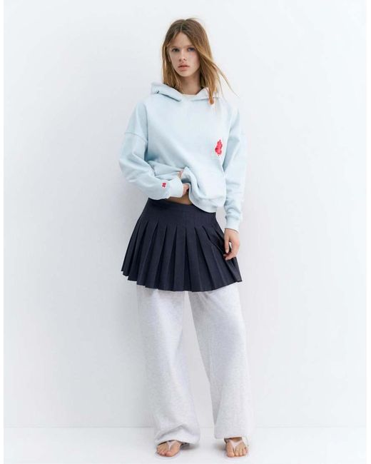 Pull&Bear White Flower Graphic Hoodie