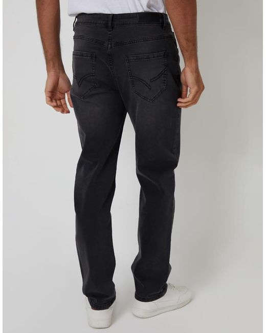 Threadbare Black Straight Fit Jeans With Stretch for men