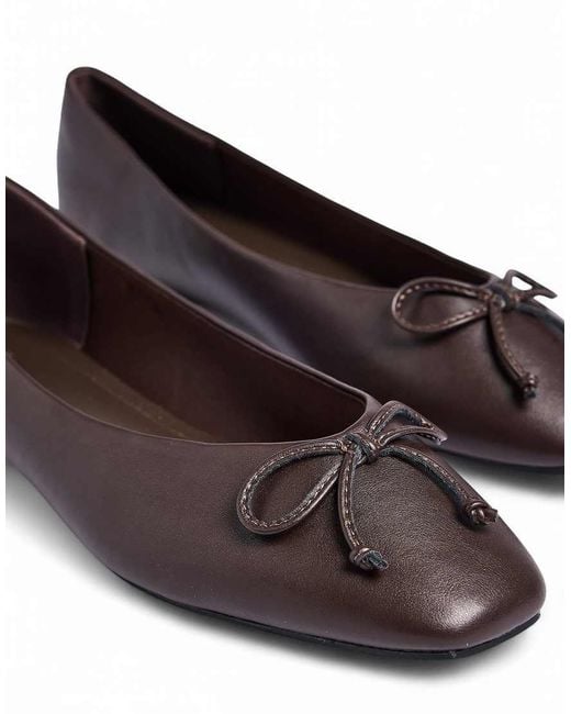 NA-KD Black Squared Toe Bow Ballerinas