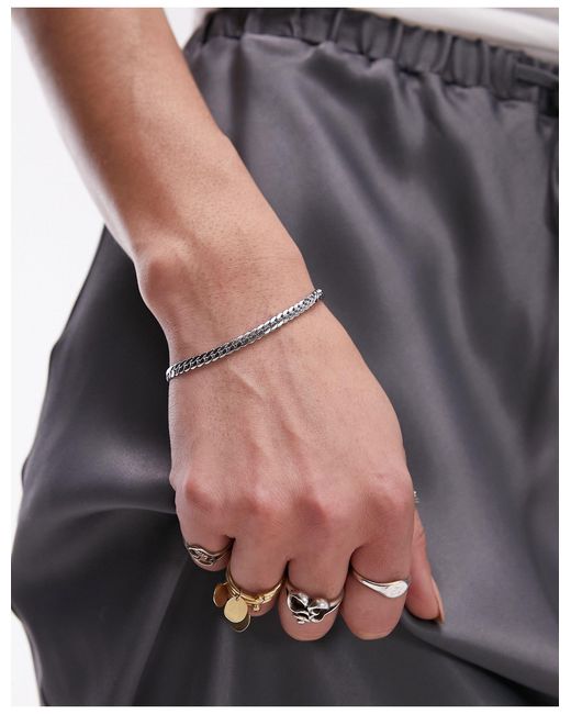TOPSHOP Gray Percy Waterproof Stainless Steel Curb Chain Bracelet