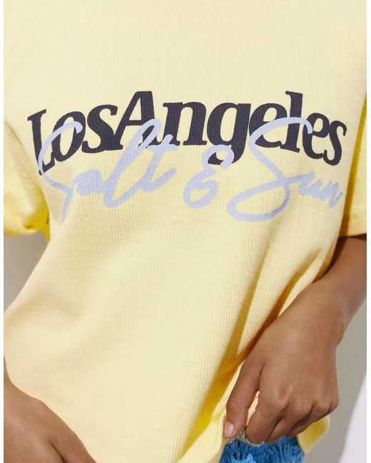 Pull&Bear Blue Los Angeles Hibiscus Floral T-shirt