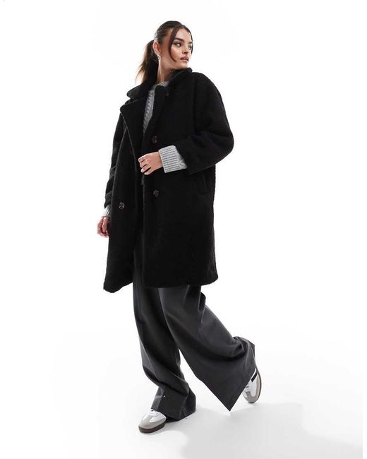Chaqueta Negra Con Doble Botonadura De Borreguito De Dtt Don't Think Twice de color Black