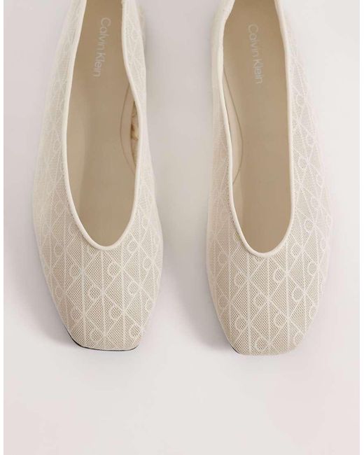 Calvin Klein Natural Jeans Square Toe Mesh Ballerina Flats