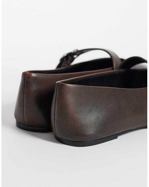 Mango White 100% Leather Strap Detail Flat Shoe