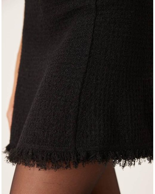 Mango Natural Boucle Mini Skirt With Fringing Co-Ord