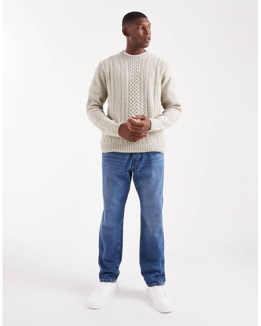 Jack & Jones – strickpullover mit zopfmuster in Blue für Herren