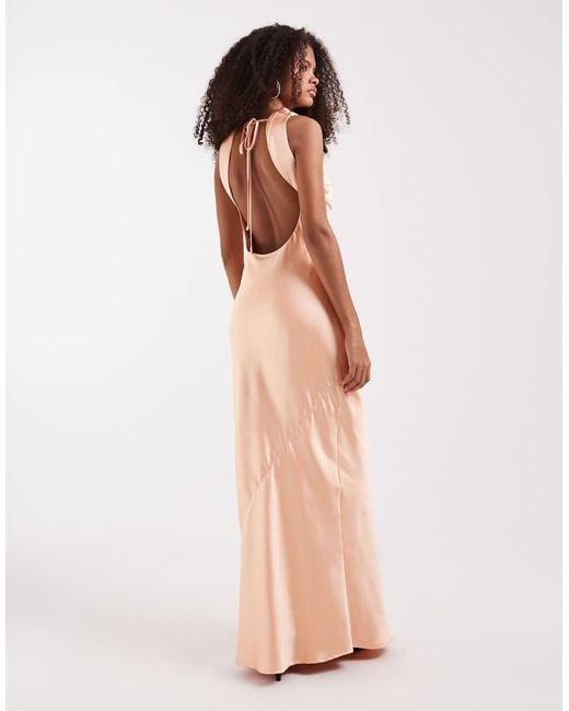 Pretty Lavish Natural Everlee Satin Cowl Maxi Dress
