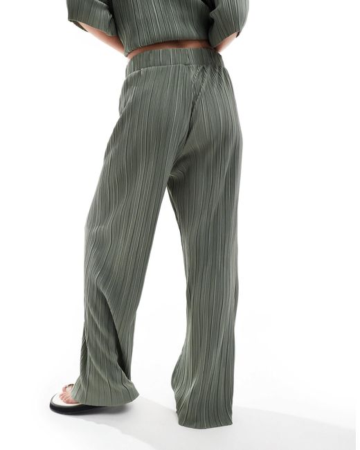 ONLY Green Plisse Wide Leg Trousers Co-Ord