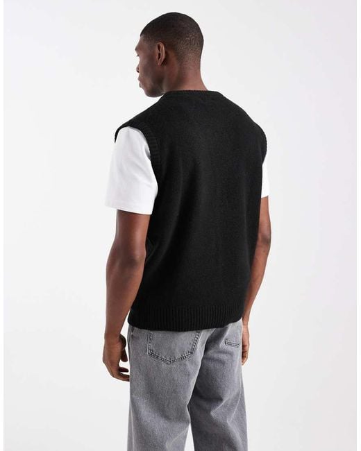 ASOS Black Relaxed Knitted Vest for men
