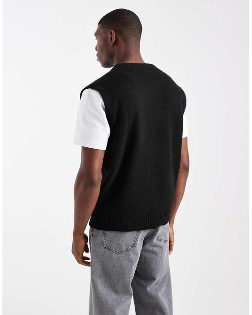Chaleco Holgado De Punto De ASOS de hombre de color Black