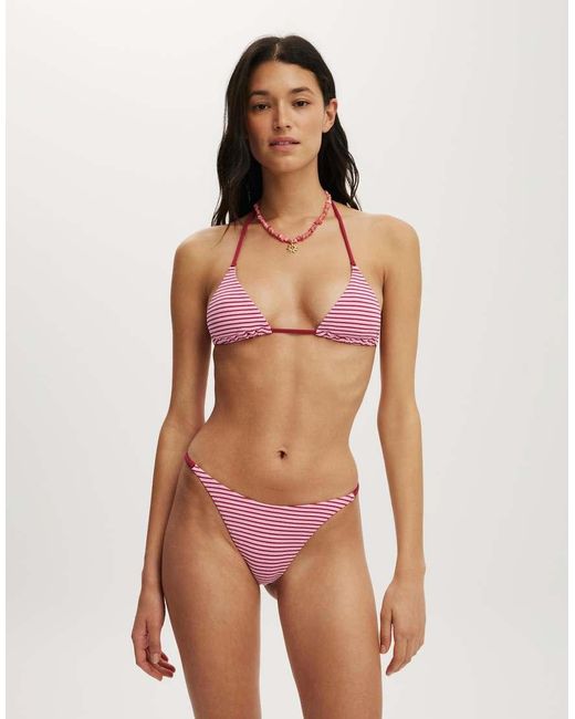 Cotton On Red Micro String Triangle Bikini Top