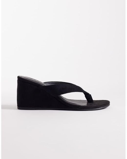 SEQWL Black Ines Thong Wedge Sandal