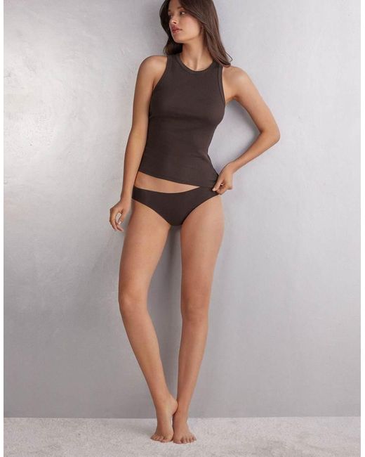 Intimissimi Black Ribbed Superior Cotton Vest Top