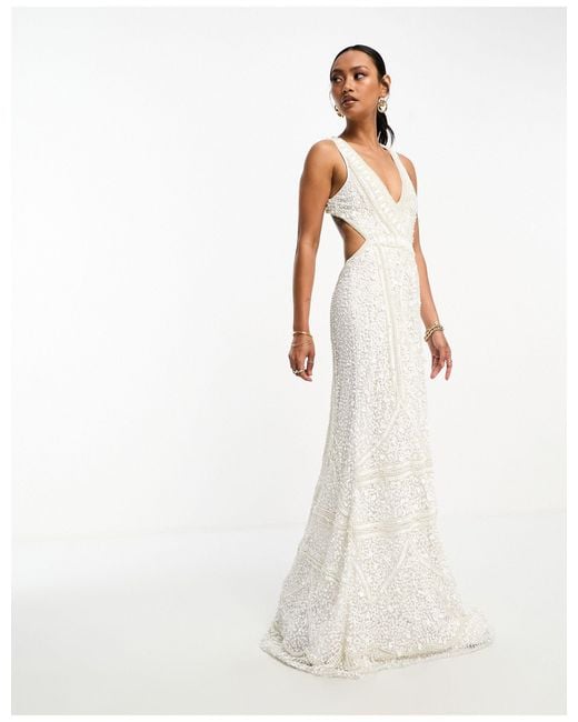 A Star Is Born White Embellished Open Back Maxi Dress