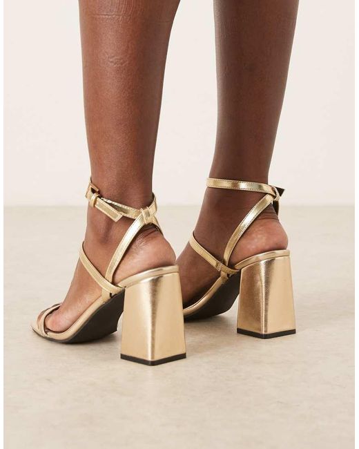 Raid Wide Fit Brown Jeeya Block Heeled Sandals