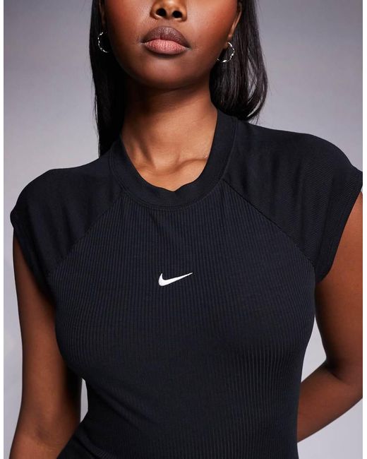 Nike Black Chill Ribbed Knit Top