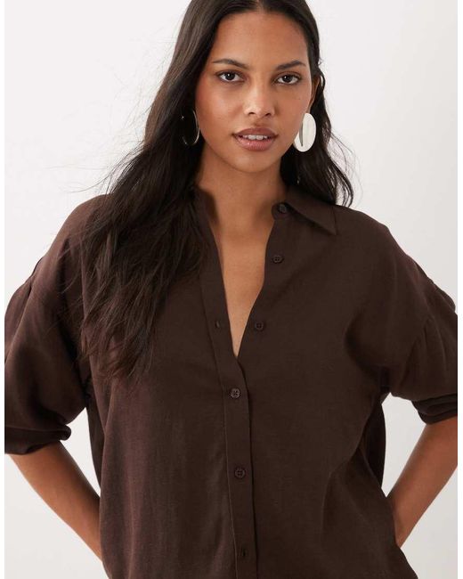 ASOS Brown Oversized Linen Look Shirt