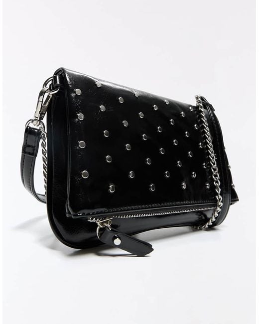 Bershka Black Studded Envelope Bag