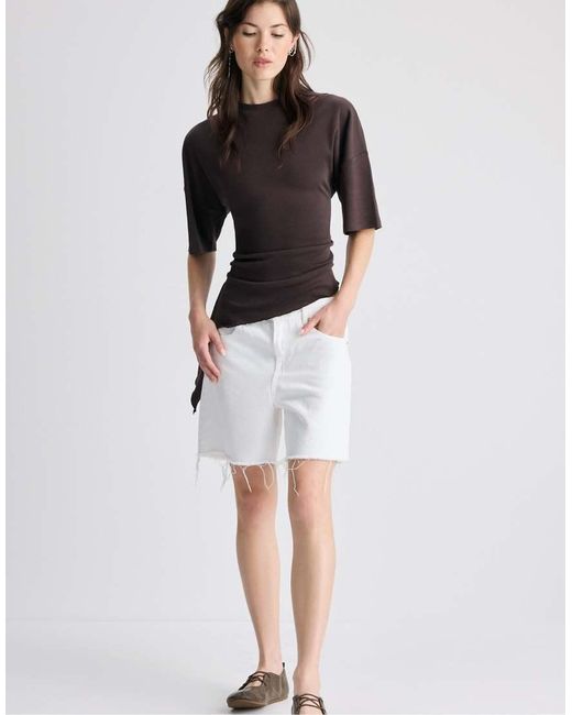 Stradivarius Brown Asymmetric Short Sleeve T-Shirt
